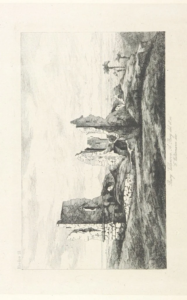 An illustration from Die Insel Rhodus, aus eigener Anschauung und nach den vorhandenen Quellen historisch, geographisch, archäologisch, malerisch beschrieben und durch Originalradirungen und Holzschnitte nach eigenen Naturstudien und Zeichnungen illustrirt. F.P, 1862, leaf 158
