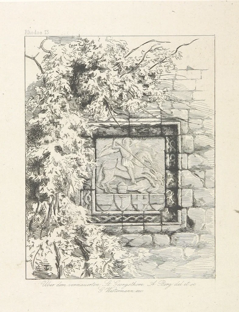An illustration from Die Insel Rhodus, aus eigener Anschauung und nach den vorhandenen Quellen historisch, geographisch, archäologisch, malerisch beschrieben und durch Originalradirungen und Holzschnitte nach eigenen Naturstudien und Zeichnungen illustrirt. F.P, 1862, leaf 170