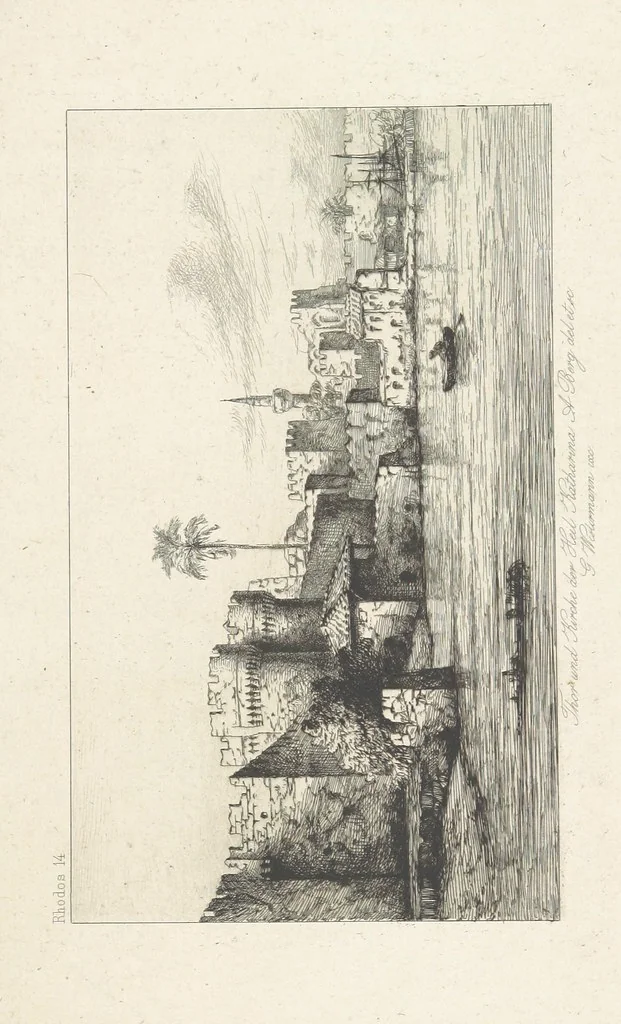 An illustration from Die Insel Rhodus, aus eigener Anschauung und nach den vorhandenen Quellen historisch, geographisch, archäologisch, malerisch beschrieben und durch Originalradirungen und Holzschnitte nach eigenen Naturstudien und Zeichnungen illustrirt. F.P, 1862, leaf 223