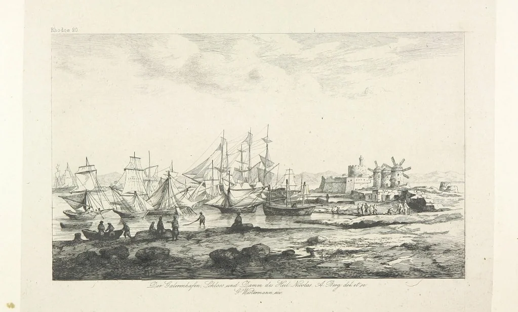 An illustration from Die Insel Rhodus, aus eigener Anschauung und nach den vorhandenen Quellen historisch, geographisch, archäologisch, malerisch beschrieben und durch Originalradirungen und Holzschnitte nach eigenen Naturstudien und Zeichnungen illustrirt. F.P, 1862, leaf 236