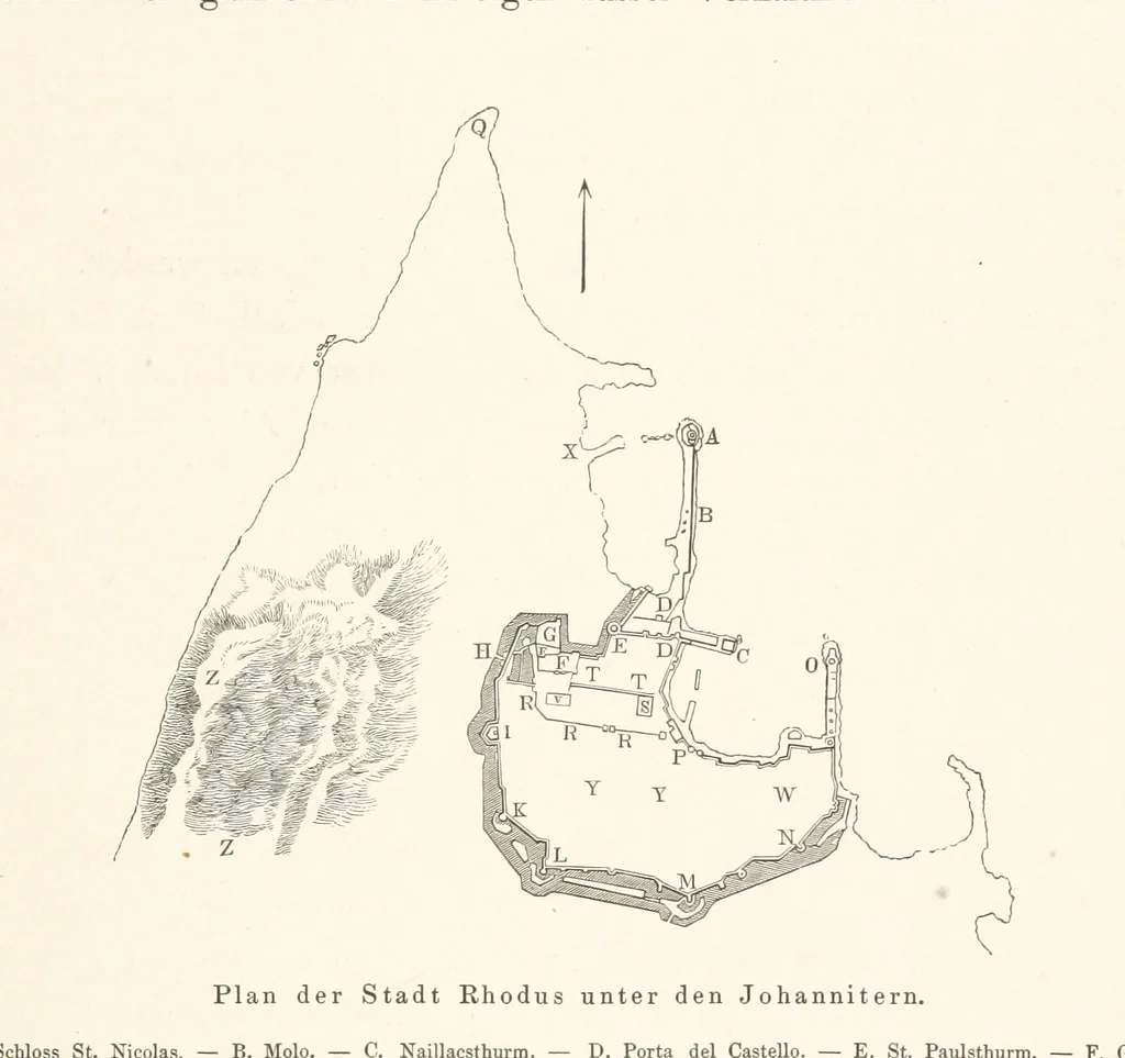 An illustration from Die Insel Rhodus, aus eigener Anschauung und nach den vorhandenen Quellen historisch, geographisch, archäologisch, malerisch beschrieben und durch Originalradirungen und Holzschnitte nach eigenen Naturstudien und Zeichnungen illustrirt. F.P, 1862, leaf 243