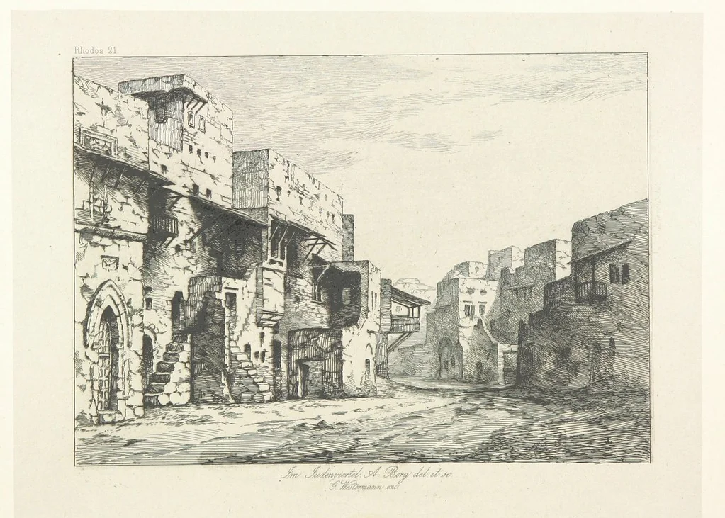 An illustration from Die Insel Rhodus, aus eigener Anschauung und nach den vorhandenen Quellen historisch, geographisch, archäologisch, malerisch beschrieben und durch Originalradirungen und Holzschnitte nach eigenen Naturstudien und Zeichnungen illustrirt. F.P, 1862, leaf 246