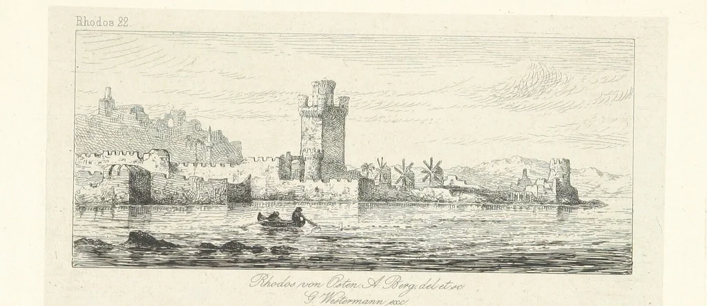 An illustration from Die Insel Rhodus, aus eigener Anschauung und nach den vorhandenen Quellen historisch, geographisch, archäologisch, malerisch beschrieben und durch Originalradirungen und Holzschnitte nach eigenen Naturstudien und Zeichnungen illustrirt. F.P, 1862, leaf 251