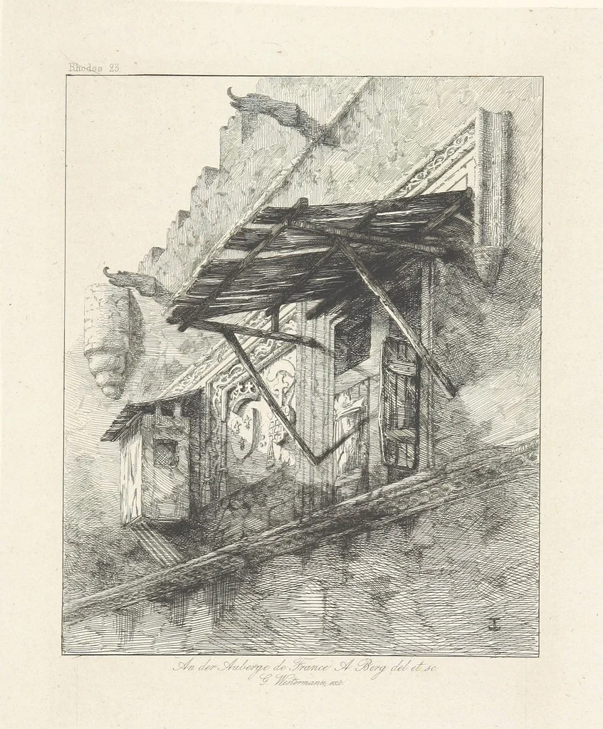 An illustration from Die Insel Rhodus, aus eigener Anschauung und nach den vorhandenen Quellen historisch, geographisch, archäologisch, malerisch beschrieben und durch Originalradirungen und Holzschnitte nach eigenen Naturstudien und Zeichnungen illustrirt. F.P, 1862, leaf 257