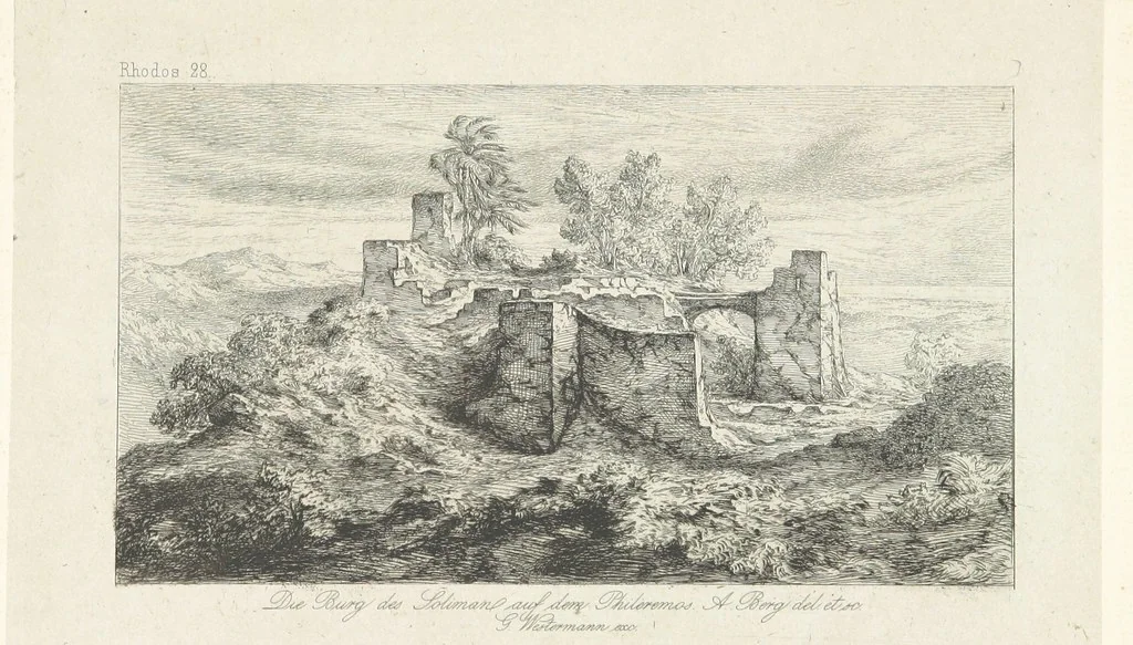 An illustration from Die Insel Rhodus, aus eigener Anschauung und nach den vorhandenen Quellen historisch, geographisch, archäologisch, malerisch beschrieben und durch Originalradirungen und Holzschnitte nach eigenen Naturstudien und Zeichnungen illustrirt. F.P, 1862, leaf 321