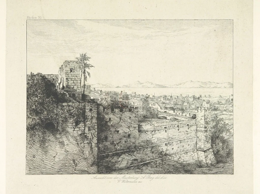 An illustration from Die Insel Rhodus, aus eigener Anschauung und nach den vorhandenen Quellen historisch, geographisch, archäologisch, malerisch beschrieben und durch Originalradirungen und Holzschnitte nach eigenen Naturstudien und Zeichnungen illustrirt. F.P, 1862, leaf 347