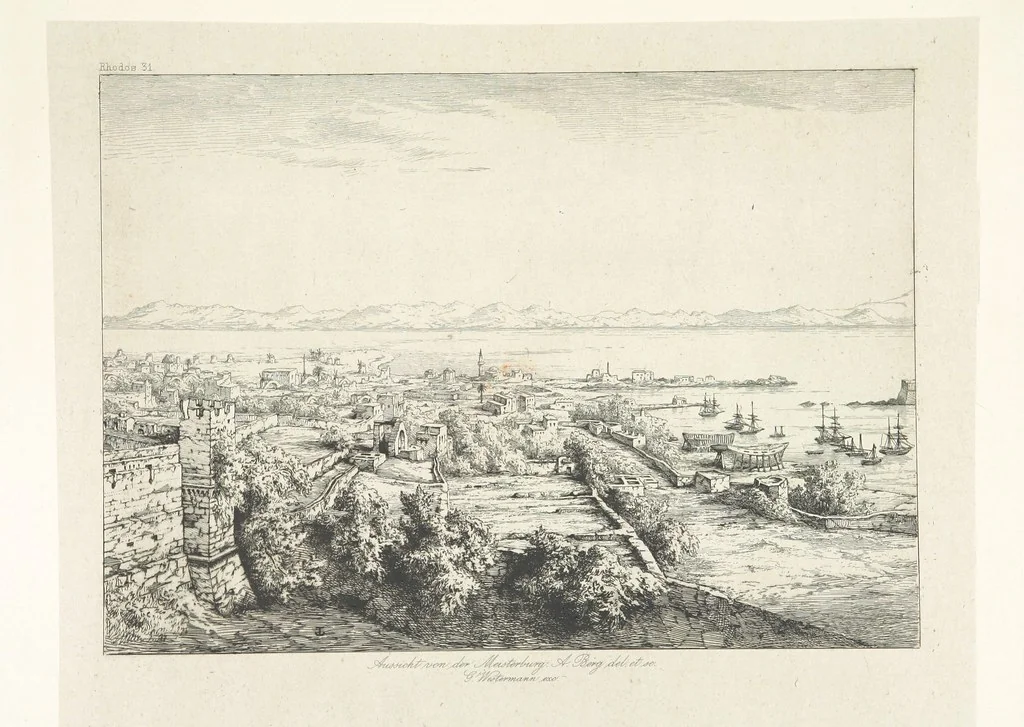 An illustration from Die Insel Rhodus, aus eigener Anschauung und nach den vorhandenen Quellen historisch, geographisch, archäologisch, malerisch beschrieben und durch Originalradirungen und Holzschnitte nach eigenen Naturstudien und Zeichnungen illustrirt. F.P, 1862, leaf 349
