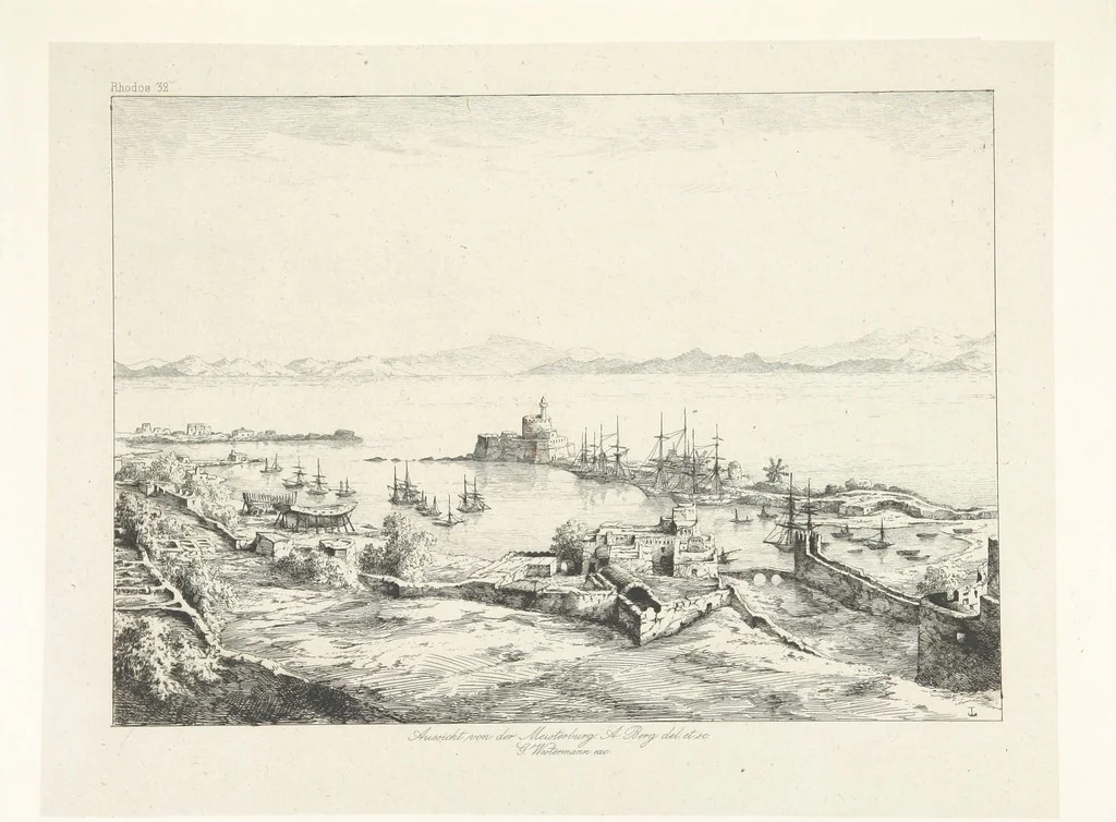 An illustration from Die Insel Rhodus, aus eigener Anschauung und nach den vorhandenen Quellen historisch, geographisch, archäologisch, malerisch beschrieben und durch Originalradirungen und Holzschnitte nach eigenen Naturstudien und Zeichnungen illustrirt. F.P, 1862, leaf 351