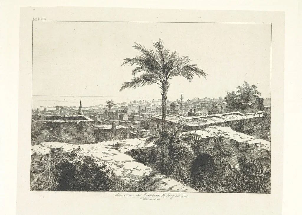 An illustration from Die Insel Rhodus, aus eigener Anschauung und nach den vorhandenen Quellen historisch, geographisch, archäologisch, malerisch beschrieben und durch Originalradirungen und Holzschnitte nach eigenen Naturstudien und Zeichnungen illustrirt. F.P, 1862, leaf 355