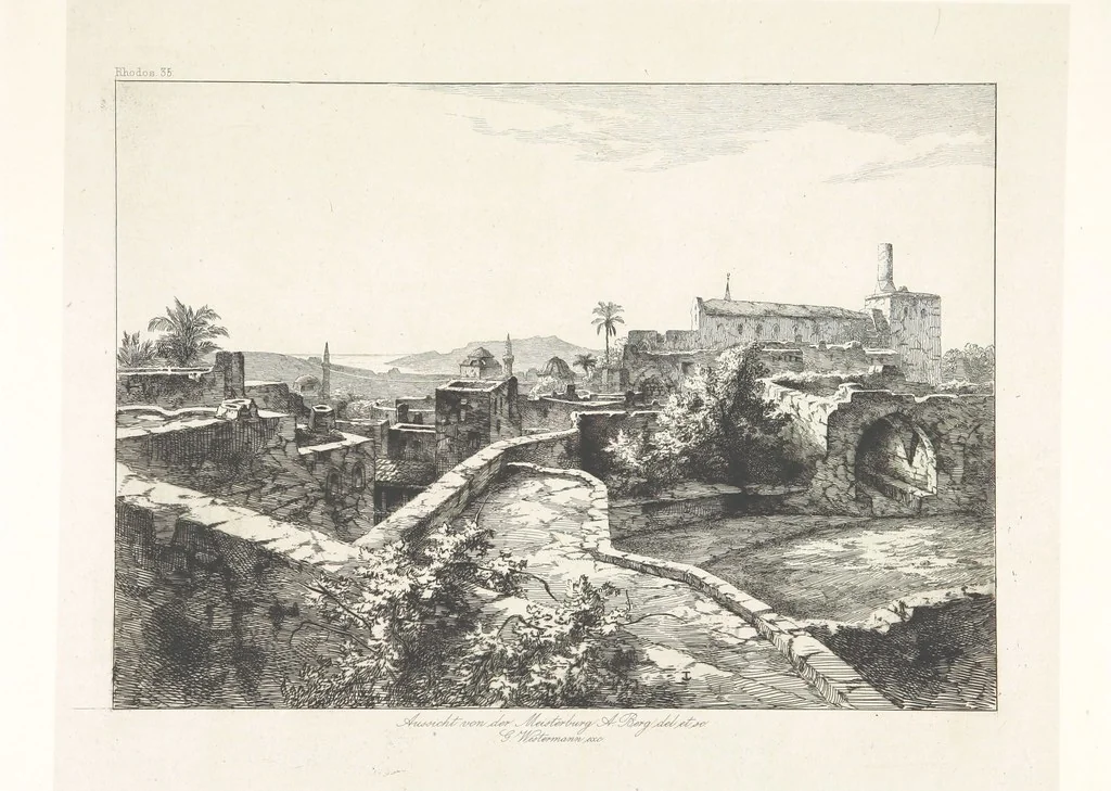 An illustration from Die Insel Rhodus, aus eigener Anschauung und nach den vorhandenen Quellen historisch, geographisch, archäologisch, malerisch beschrieben und durch Originalradirungen und Holzschnitte nach eigenen Naturstudien und Zeichnungen illustrirt. F.P, 1862, leaf 357
