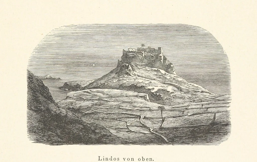 An illustration from Die Insel Rhodus, aus eigener Anschauung und nach den vorhandenen Quellen historisch, geographisch, archäologisch, malerisch beschrieben und durch Originalradirungen und Holzschnitte nach eigenen Naturstudien und Zeichnungen illustrirt. F.P, 1862, leaf 37
