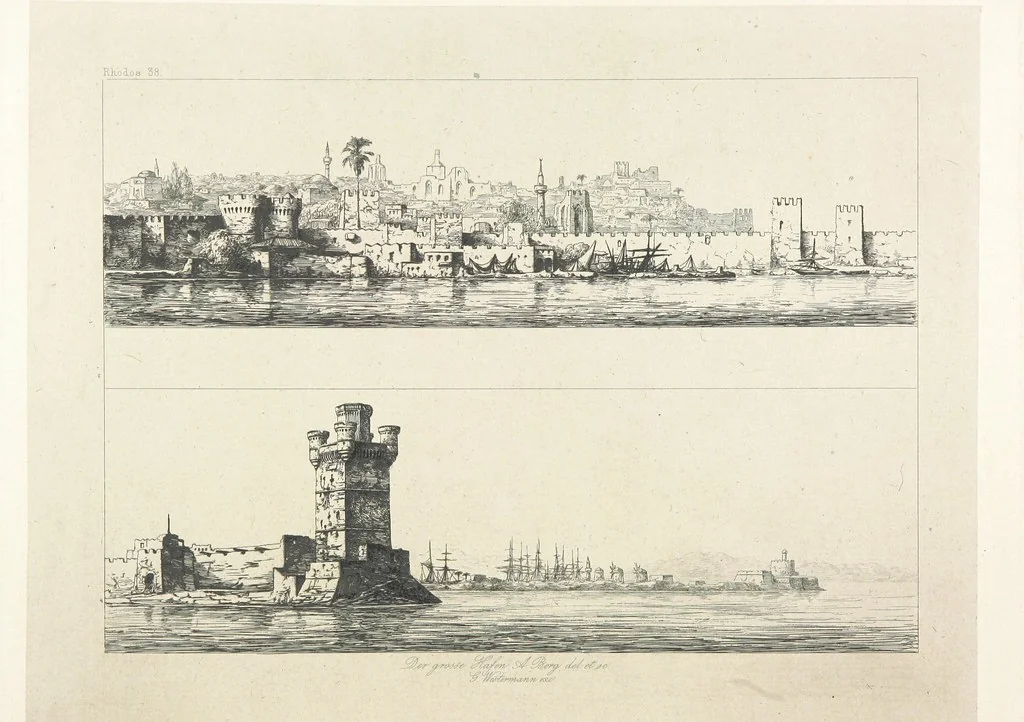 An illustration from Die Insel Rhodus, aus eigener Anschauung und nach den vorhandenen Quellen historisch, geographisch, archäologisch, malerisch beschrieben und durch Originalradirungen und Holzschnitte nach eigenen Naturstudien und Zeichnungen illustrirt. F.P, 1862, leaf 386