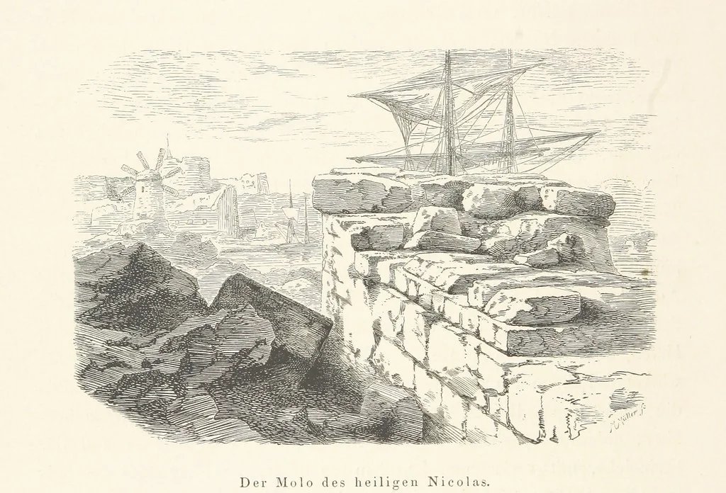 An illustration from Die Insel Rhodus, aus eigener Anschauung und nach den vorhandenen Quellen historisch, geographisch, archäologisch, malerisch beschrieben und durch Originalradirungen und Holzschnitte nach eigenen Naturstudien und Zeichnungen illustrirt. F.P, 1862, leaf 410