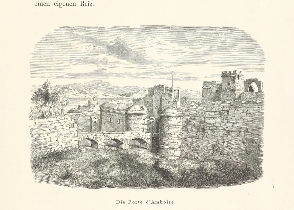 An illustration from Die Insel Rhodus, aus eigener Anschauung und nach den vorhandenen Quellen historisch, geographisch, archäologisch, malerisch beschrieben und durch Originalradirungen und Holzschnitte nach eigenen Naturstudien und Zeichnungen illustrirt. F.P, 1862, leaf 419