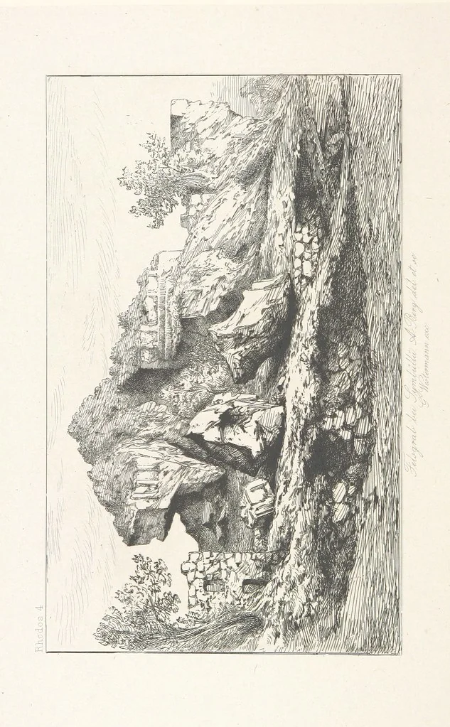 An illustration from Die Insel Rhodus, aus eigener Anschauung und nach den vorhandenen Quellen historisch, geographisch, archäologisch, malerisch beschrieben und durch Originalradirungen und Holzschnitte nach eigenen Naturstudien und Zeichnungen illustrirt. F.P, 1862, leaf 48