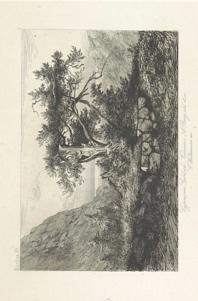An illustration from Die Insel Rhodus, aus eigener Anschauung und nach den vorhandenen Quellen historisch, geographisch, archäologisch, malerisch beschrieben und durch Originalradirungen und Holzschnitte nach eigenen Naturstudien und Zeichnungen illustrirt. F.P, 1862, leaf 597