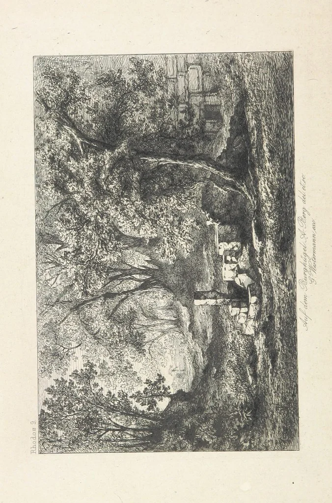 An illustration from Die Insel Rhodus, aus eigener Anschauung und nach den vorhandenen Quellen historisch, geographisch, archäologisch, malerisch beschrieben und durch Originalradirungen und Holzschnitte nach eigenen Naturstudien und Zeichnungen illustrirt. F.P, 1862, leaf 94