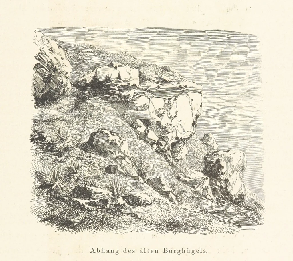An illustration from Die Insel Rhodus, aus eigener Anschauung und nach den vorhandenen Quellen historisch, geographisch, archäologisch, malerisch beschrieben und durch Originalradirungen und Holzschnitte nach eigenen Naturstudien und Zeichnungen illustrirt. F.P, 1862, leaf 95