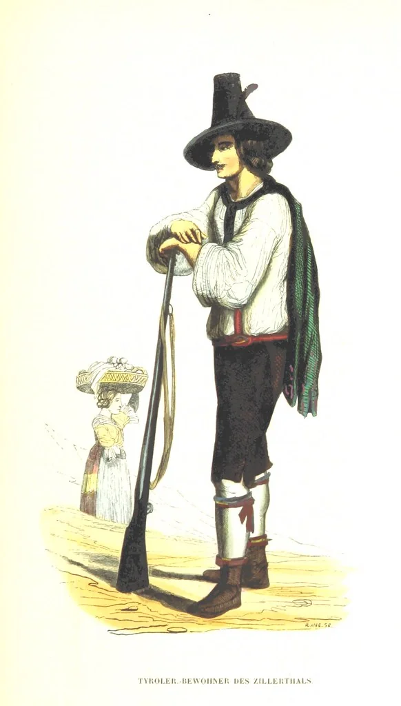 An illustration from Die Völker des Erdballs nach ihrer Abstammung und Verwandtschaft, und ihren Eigenthümlichkeiten in Regierungsform, Religion, Sitte und Tracht ... Mit ... colorirten Abbildungen, 1845, leaf 1061