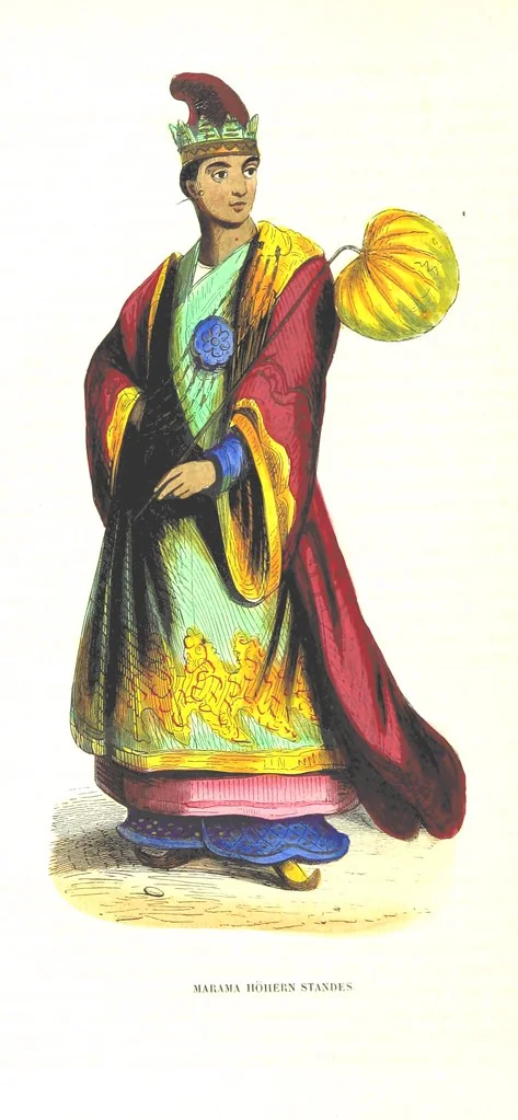 An illustration from Die Völker des Erdballs nach ihrer Abstammung und Verwandtschaft, und ihren Eigenthümlichkeiten in Regierungsform, Religion, Sitte und Tracht ... Mit ... colorirten Abbildungen, 1845, leaf 136