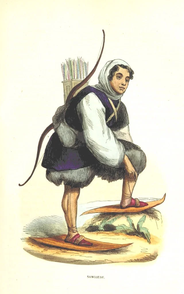 An illustration from Die Völker des Erdballs nach ihrer Abstammung und Verwandtschaft, und ihren Eigenthümlichkeiten in Regierungsform, Religion, Sitte und Tracht ... Mit ... colorirten Abbildungen, 1845, leaf 211