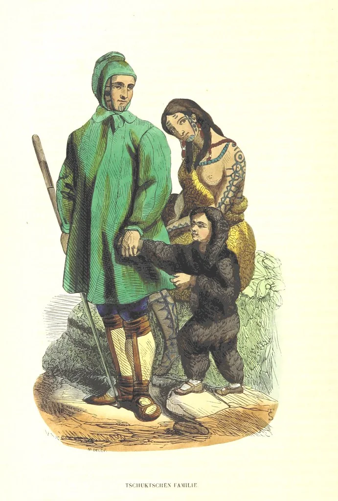 An illustration from Die Völker des Erdballs nach ihrer Abstammung und Verwandtschaft, und ihren Eigenthümlichkeiten in Regierungsform, Religion, Sitte und Tracht ... Mit ... colorirten Abbildungen, 1845, leaf 282