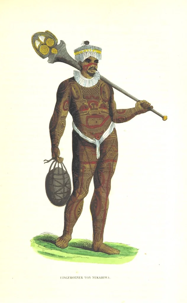 An illustration from Die Völker des Erdballs nach ihrer Abstammung und Verwandtschaft, und ihren Eigenthümlichkeiten in Regierungsform, Religion, Sitte und Tracht ... Mit ... colorirten Abbildungen, 1845, leaf 553