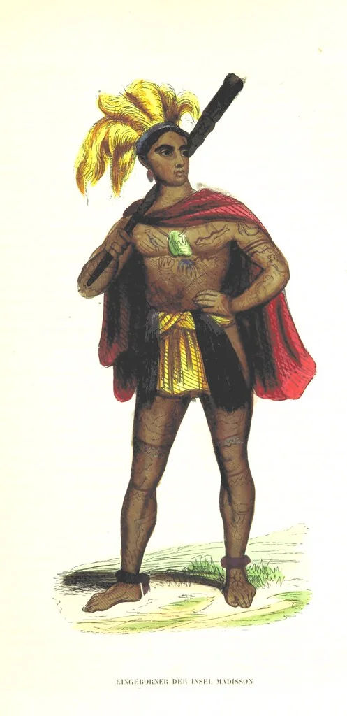 An illustration from Die Völker des Erdballs nach ihrer Abstammung und Verwandtschaft, und ihren Eigenthümlichkeiten in Regierungsform, Religion, Sitte und Tracht ... Mit ... colorirten Abbildungen, 1845, leaf 557