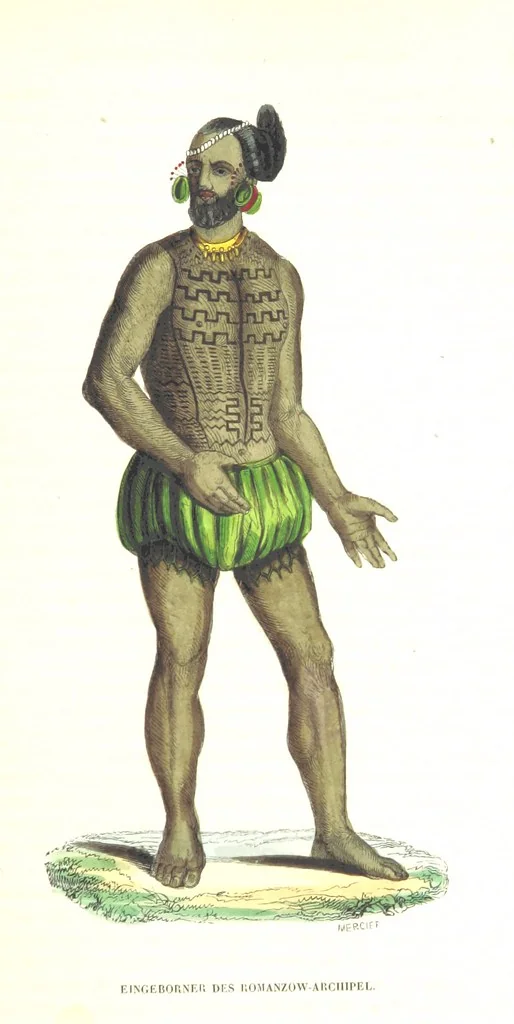 An illustration from Die Völker des Erdballs nach ihrer Abstammung und Verwandtschaft, und ihren Eigenthümlichkeiten in Regierungsform, Religion, Sitte und Tracht ... Mit ... colorirten Abbildungen, 1845, leaf 567