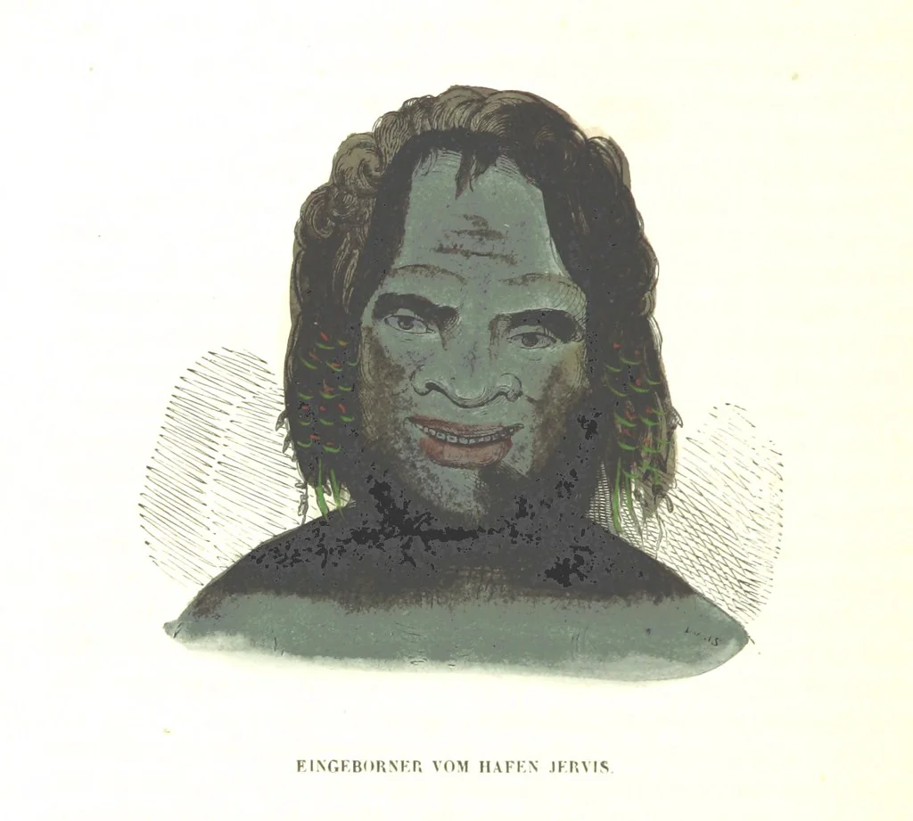 An illustration from Die Völker des Erdballs nach ihrer Abstammung und Verwandtschaft, und ihren Eigenthümlichkeiten in Regierungsform, Religion, Sitte und Tracht ... Mit ... colorirten Abbildungen, 1845, leaf 618