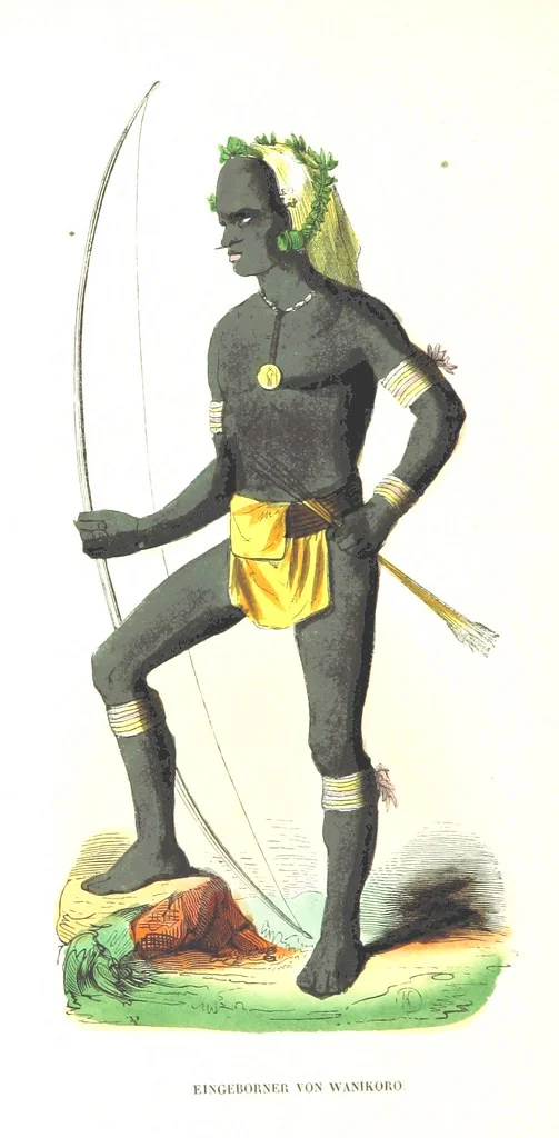 An illustration from Die Völker des Erdballs nach ihrer Abstammung und Verwandtschaft, und ihren Eigenthümlichkeiten in Regierungsform, Religion, Sitte und Tracht ... Mit ... colorirten Abbildungen, 1845, leaf 636