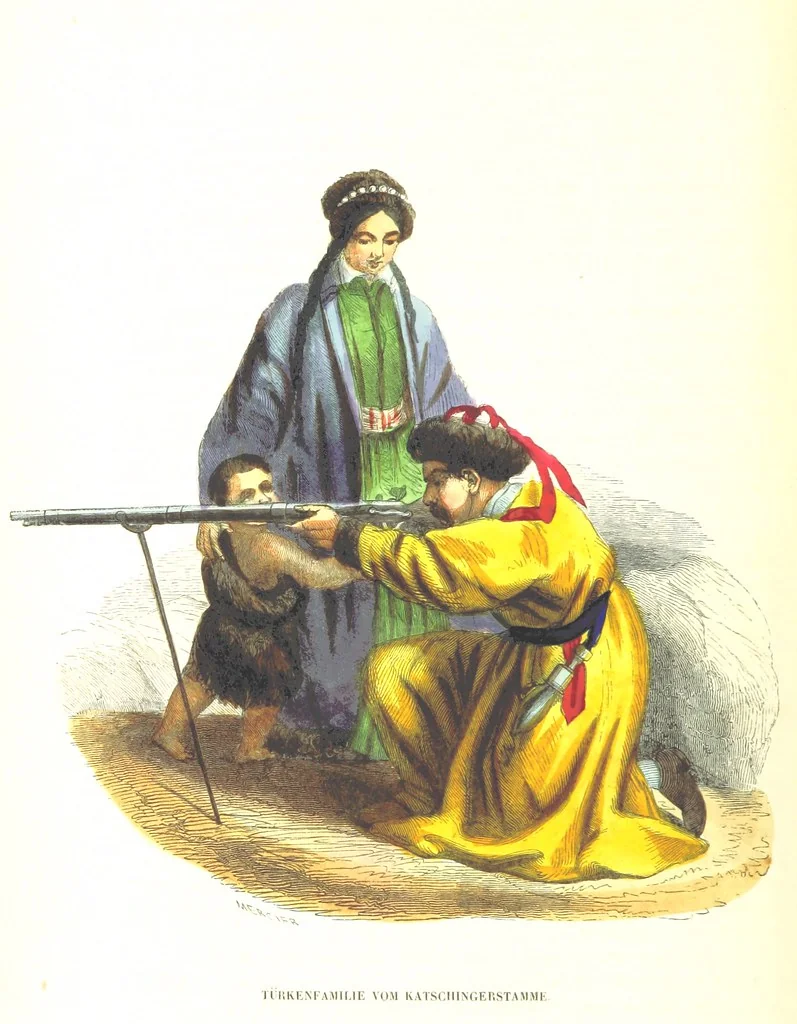 An illustration from Die Völker des Erdballs nach ihrer Abstammung und Verwandtschaft, und ihren Eigenthümlichkeiten in Regierungsform, Religion, Sitte und Tracht ... Mit ... colorirten Abbildungen, 1845, leaf 922