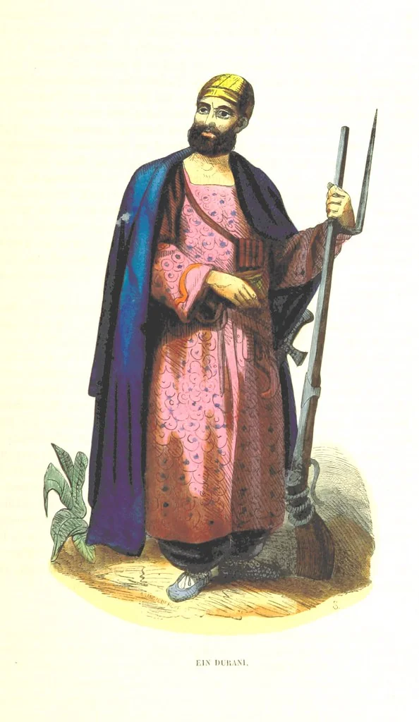 An illustration from Die Völker des Erdballs nach ihrer Abstammung und Verwandtschaft, und ihren Eigenthümlichkeiten in Regierungsform, Religion, Sitte und Tracht ... Mit ... colorirten Abbildungen, 1845, leaf 979
