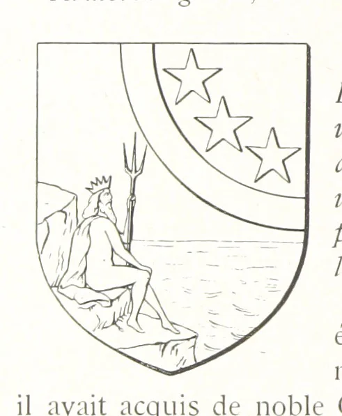 An illustration from Beaujolais-Forez-Dombes. Thizy et les environs. Armorial et notes généalogiques. Ouvrage orné de 380 gravures et rédigé d'après les notes éparses laissées par Étienne Mulsant, etc, 1899, leaf 14
