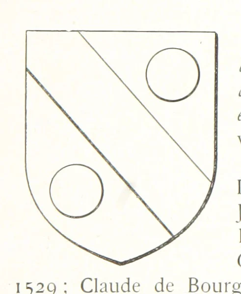 An illustration from Beaujolais-Forez-Dombes. Thizy et les environs. Armorial et notes généalogiques. Ouvrage orné de 380 gravures et rédigé d'après les notes éparses laissées par Étienne Mulsant, etc, 1899, leaf 14