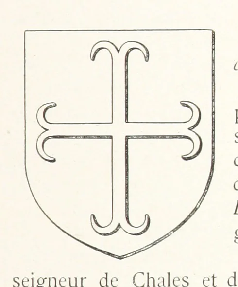 An illustration from Beaujolais-Forez-Dombes. Thizy et les environs. Armorial et notes généalogiques. Ouvrage orné de 380 gravures et rédigé d'après les notes éparses laissées par Étienne Mulsant, etc, 1899, leaf 15
