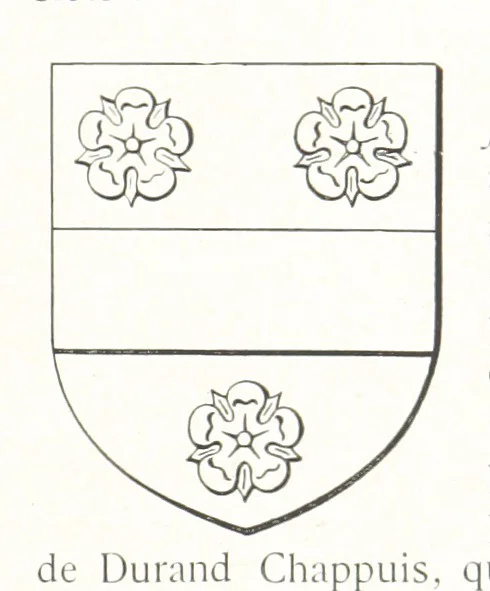 An illustration from Beaujolais-Forez-Dombes. Thizy et les environs. Armorial et notes généalogiques. Ouvrage orné de 380 gravures et rédigé d'après les notes éparses laissées par Étienne Mulsant, etc, 1899, leaf 15