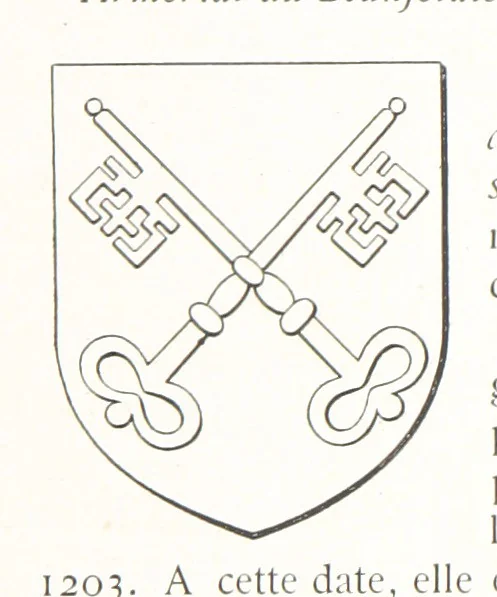 An illustration from Beaujolais-Forez-Dombes. Thizy et les environs. Armorial et notes généalogiques. Ouvrage orné de 380 gravures et rédigé d'après les notes éparses laissées par Étienne Mulsant, etc, 1899, leaf 18