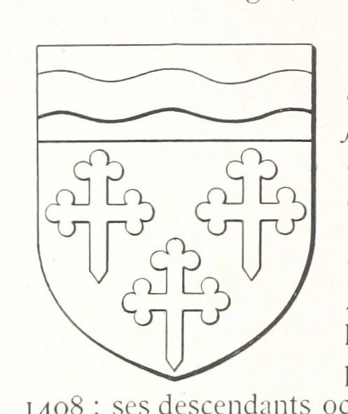 An illustration from Beaujolais-Forez-Dombes. Thizy et les environs. Armorial et notes généalogiques. Ouvrage orné de 380 gravures et rédigé d'après les notes éparses laissées par Étienne Mulsant, etc, 1899, leaf 18