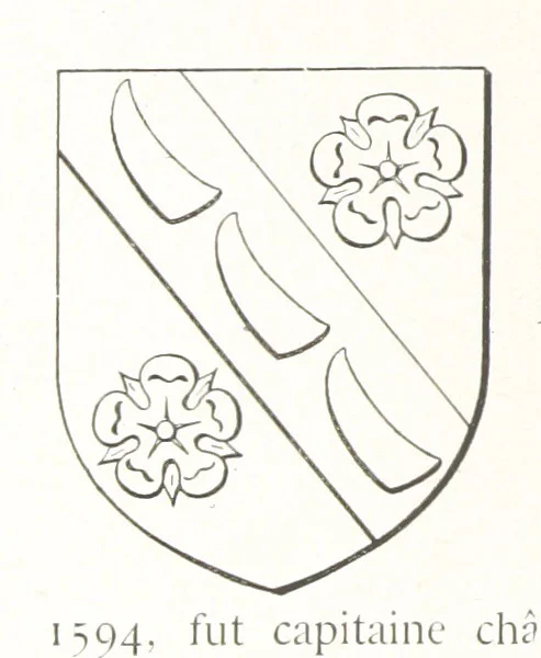 An illustration from Beaujolais-Forez-Dombes. Thizy et les environs. Armorial et notes généalogiques. Ouvrage orné de 380 gravures et rédigé d'après les notes éparses laissées par Étienne Mulsant, etc, 1899, leaf 22