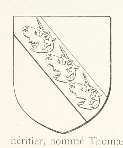 An illustration from Beaujolais-Forez-Dombes. Thizy et les environs. Armorial et notes généalogiques. Ouvrage orné de 380 gravures et rédigé d'après les notes éparses laissées par Étienne Mulsant, etc, 1899, leaf 23
