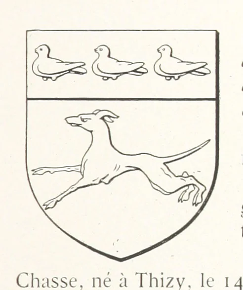 An illustration from Beaujolais-Forez-Dombes. Thizy et les environs. Armorial et notes généalogiques. Ouvrage orné de 380 gravures et rédigé d'après les notes éparses laissées par Étienne Mulsant, etc, 1899, leaf 25