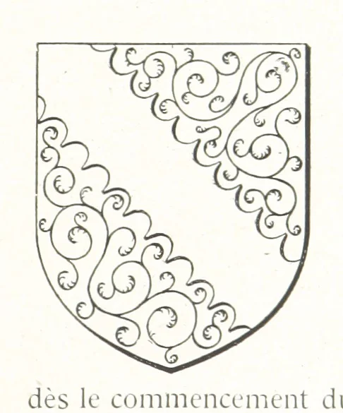An illustration from Beaujolais-Forez-Dombes. Thizy et les environs. Armorial et notes généalogiques. Ouvrage orné de 380 gravures et rédigé d'après les notes éparses laissées par Étienne Mulsant, etc, 1899, leaf 25