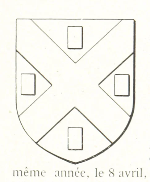 An illustration from Beaujolais-Forez-Dombes. Thizy et les environs. Armorial et notes généalogiques. Ouvrage orné de 380 gravures et rédigé d'après les notes éparses laissées par Étienne Mulsant, etc, 1899, leaf 25