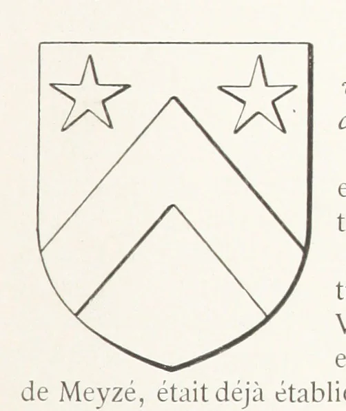 An illustration from Beaujolais-Forez-Dombes. Thizy et les environs. Armorial et notes généalogiques. Ouvrage orné de 380 gravures et rédigé d'après les notes éparses laissées par Étienne Mulsant, etc, 1899, leaf 27