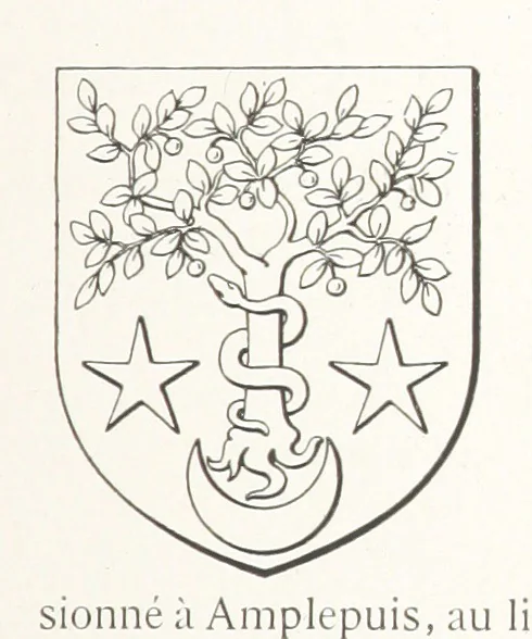 An illustration from Beaujolais-Forez-Dombes. Thizy et les environs. Armorial et notes généalogiques. Ouvrage orné de 380 gravures et rédigé d'après les notes éparses laissées par Étienne Mulsant, etc, 1899, leaf 33