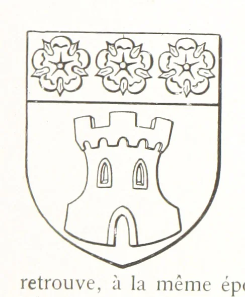 An illustration from Beaujolais-Forez-Dombes. Thizy et les environs. Armorial et notes généalogiques. Ouvrage orné de 380 gravures et rédigé d'après les notes éparses laissées par Étienne Mulsant, etc, 1899, leaf 34