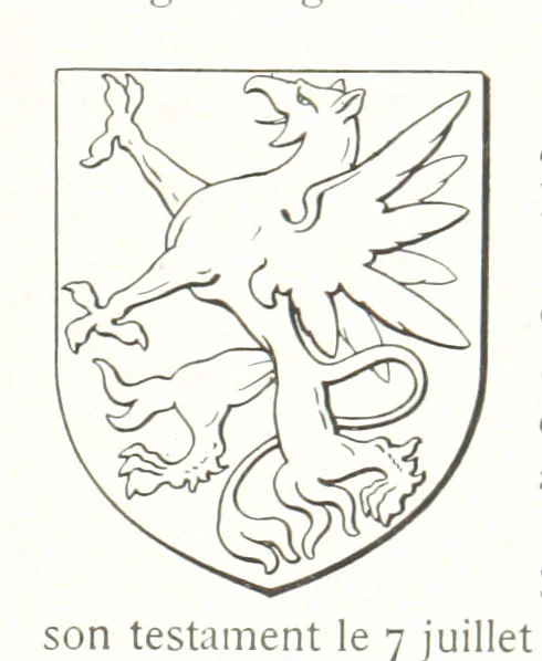 An illustration from Beaujolais-Forez-Dombes. Thizy et les environs. Armorial et notes généalogiques. Ouvrage orné de 380 gravures et rédigé d'après les notes éparses laissées par Étienne Mulsant, etc, 1899, leaf 37
