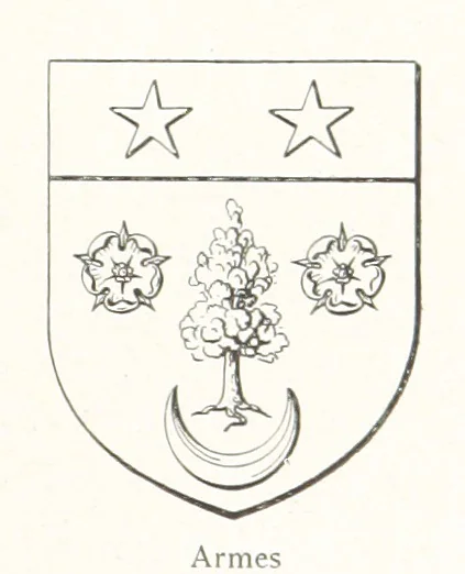 An illustration from Beaujolais-Forez-Dombes. Thizy et les environs. Armorial et notes généalogiques. Ouvrage orné de 380 gravures et rédigé d'après les notes éparses laissées par Étienne Mulsant, etc, 1899, leaf 51