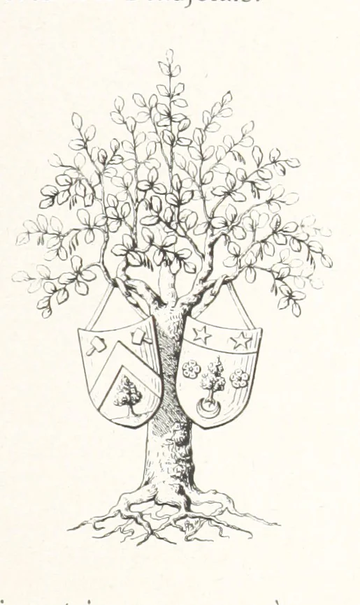An illustration from Beaujolais-Forez-Dombes. Thizy et les environs. Armorial et notes généalogiques. Ouvrage orné de 380 gravures et rédigé d'après les notes éparses laissées par Étienne Mulsant, etc, 1899, leaf 51